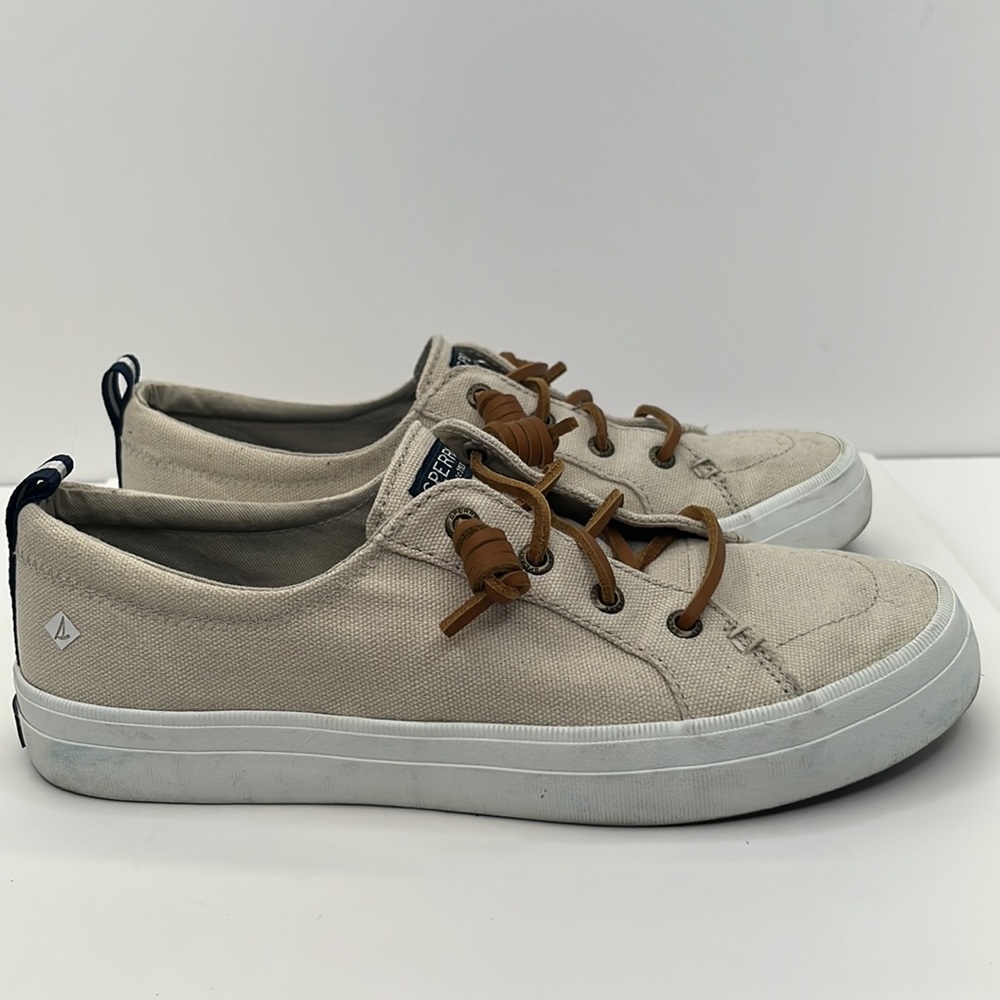 Sperry lace up canvas boat shoe sz 8